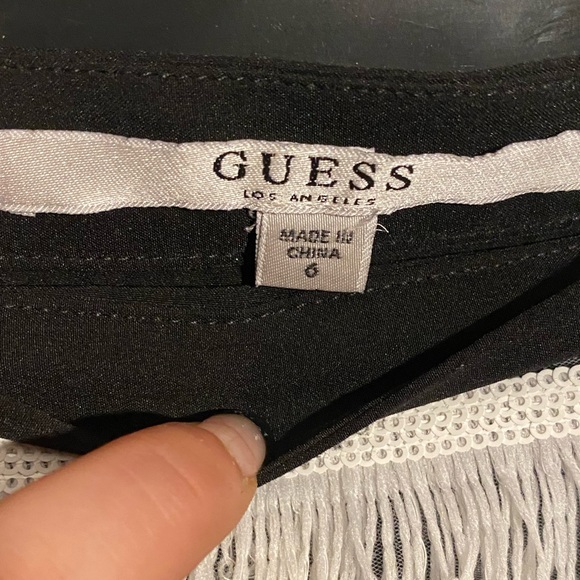 Guess black & white sequin fringe mini skirt - Picture 2 of 2